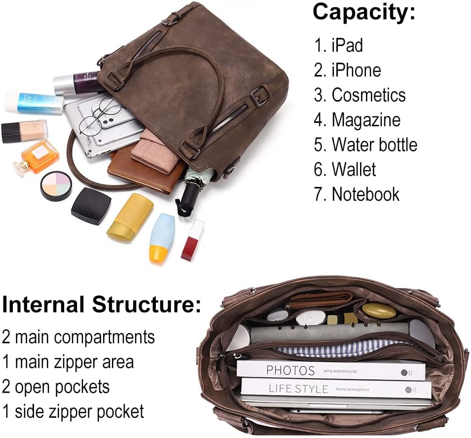 CLUCI Satchel Bags for Women Soft Leather Purses Handbags Crossbody Bags Tote Fashion Hobo Shoulder Bags Roomy - Image 4