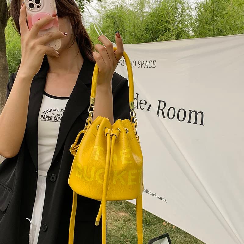 Small Bucket Bag for Women, Leather Bucket Bag Purses, Crossbody/Handbag/Hobo Bag(7.9 * 7.9 * 8.3in) - Image 2