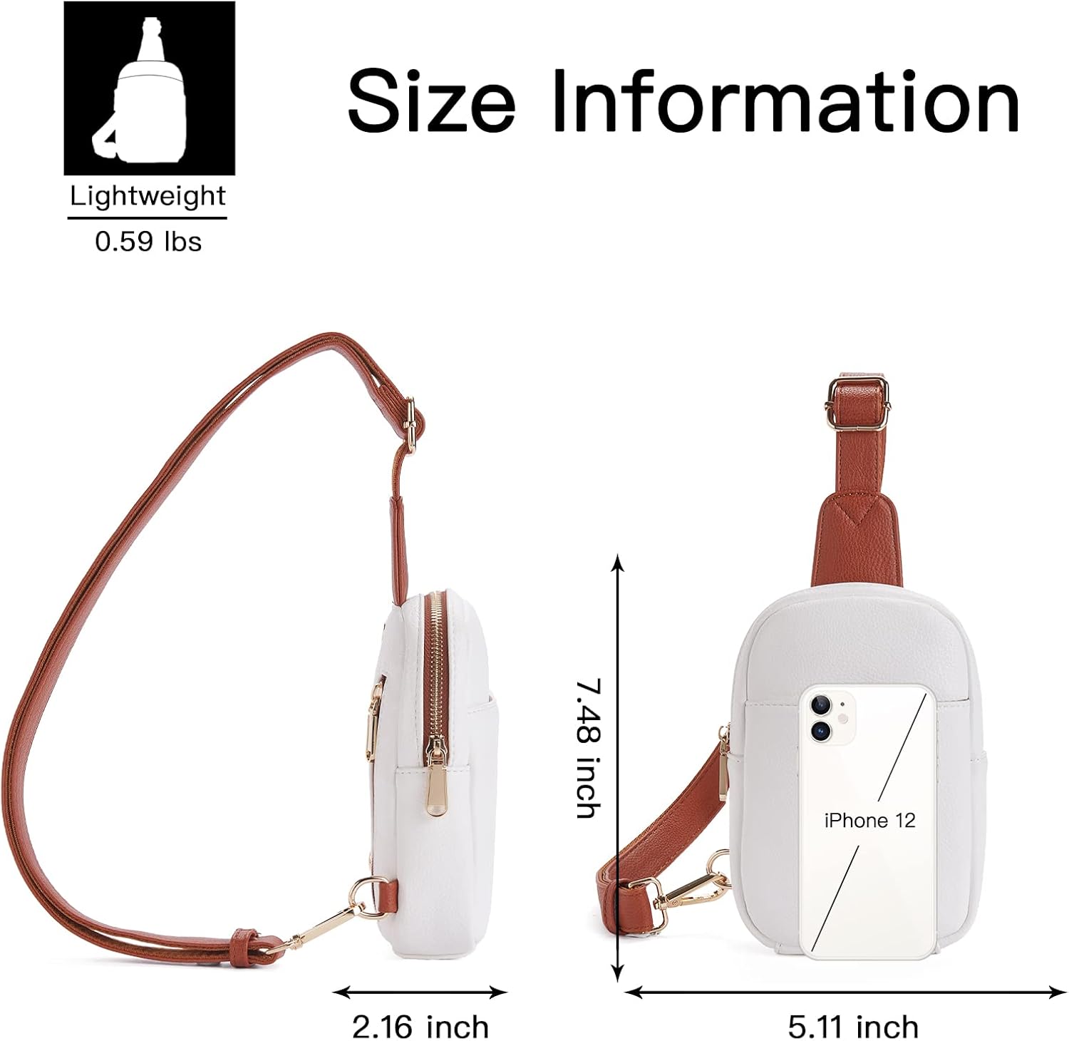 Telena Fanny Packs for Women Small Crossbody Sling Bag Chest Bag for Women Men Teen Girls Beige and Brown - Image 4