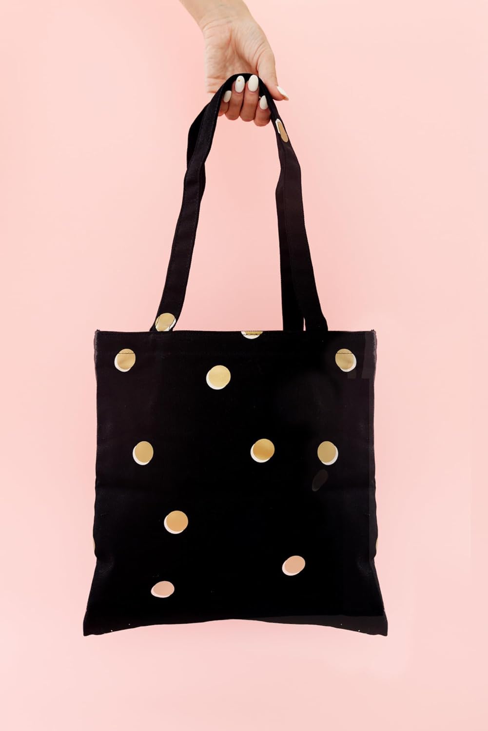 Kate Spade New York Black Canvas Tote Bag with Interior Pocket, Scatter Dot - Image 3