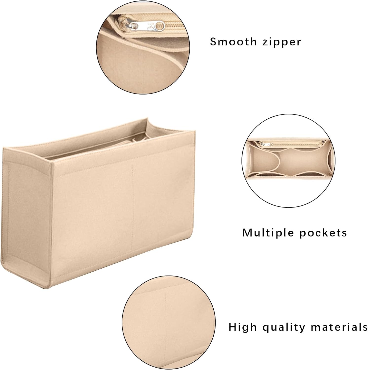 Lckaey purse insert organizer for marc jacobs small tote bag Felt insert Y065Khaki-S - Image 6