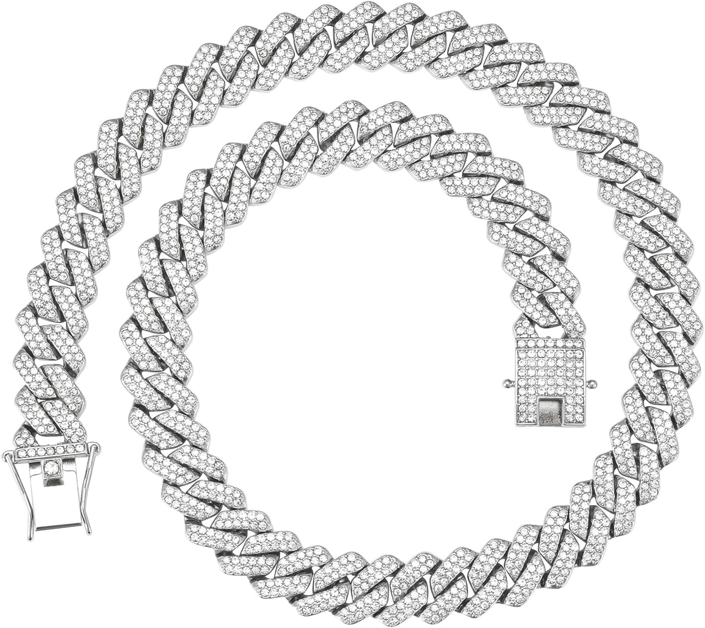 Mens Cuban Link Chain Miami Cuban Necklace 18K Gold Silver Chain Diamond Cut Chains For Men Women 14mm Iced Out Hip Hop Jewelry - Image 5