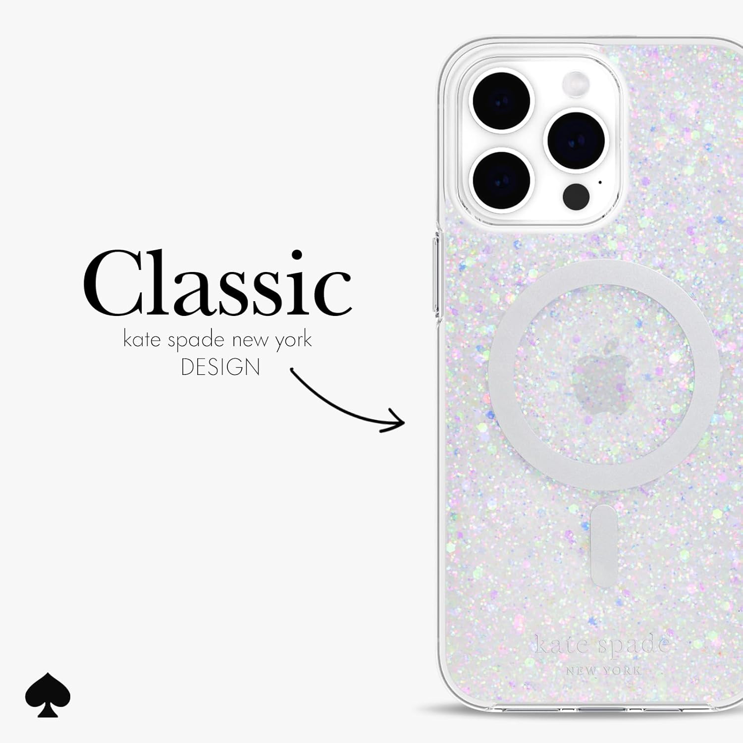 kate spade new york Apple iPhone 15 Pro Max Case, Compatible with MagSafe Phone Cover - Chunky Glitter Iridescent - Image 4