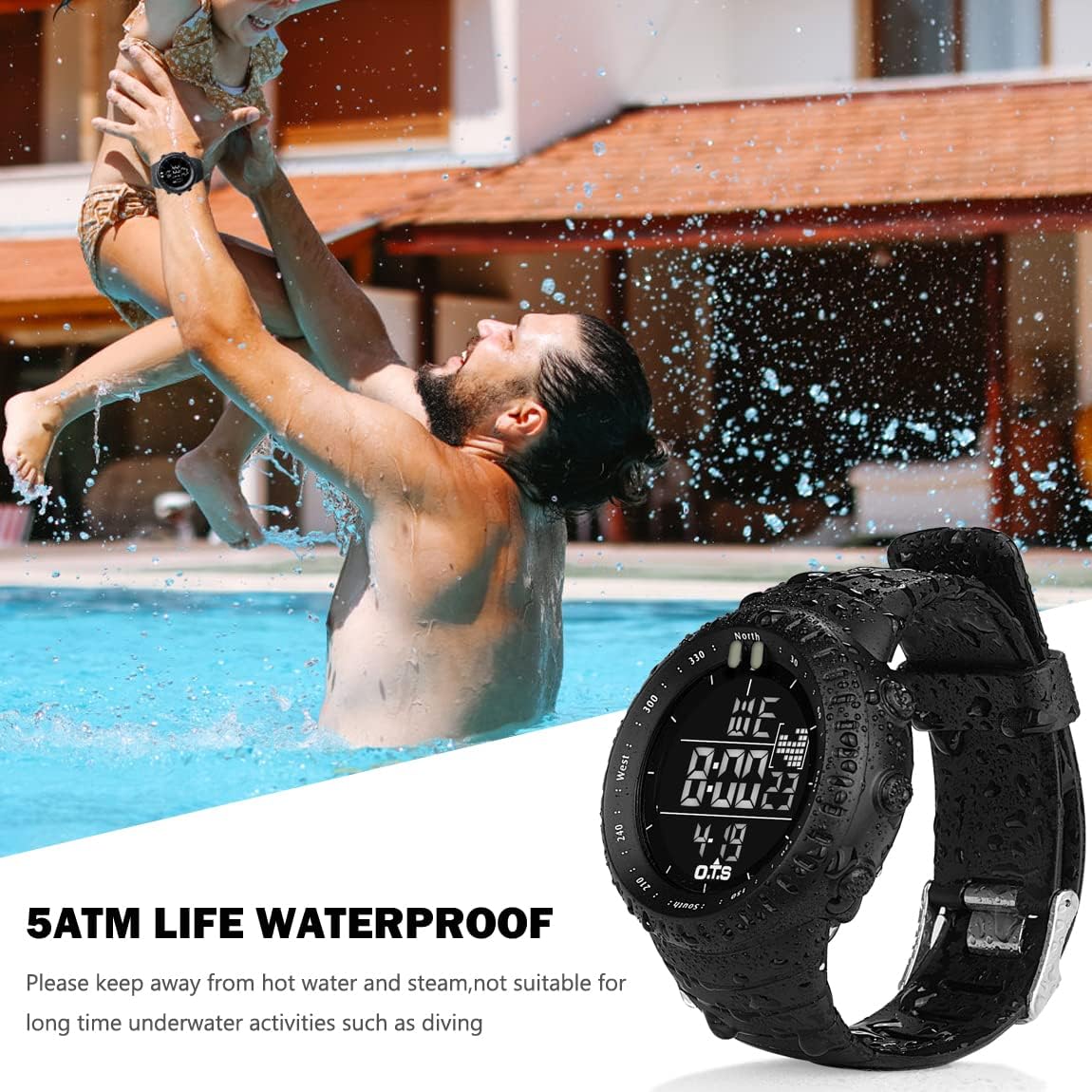 Men's Digital Sports Watch Waterproof Tactical Watch with LED Backlight Watch for Men - Image 2
