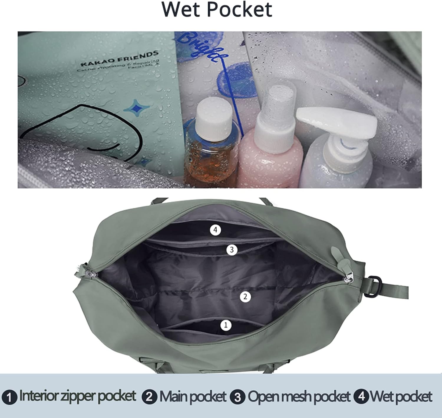 Carry On Bag for Women with Wet Pocket,Travel Weekender Overnight Duffel Bag with Trolley Sleeve Gym Tote Bags Waterproof Large - Image 4