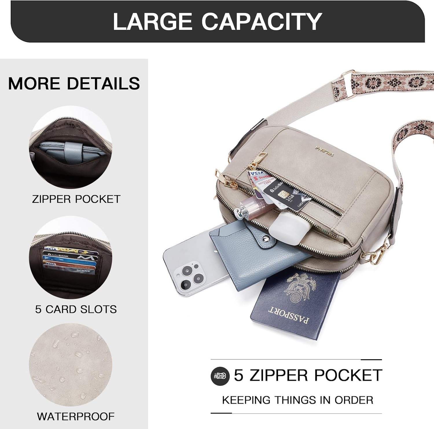 Telena Crossbody Purse for Women Small Crossbody Bags Trendy Vegan Leather Shoulder Handbags with Adjustable Strap - Image 5