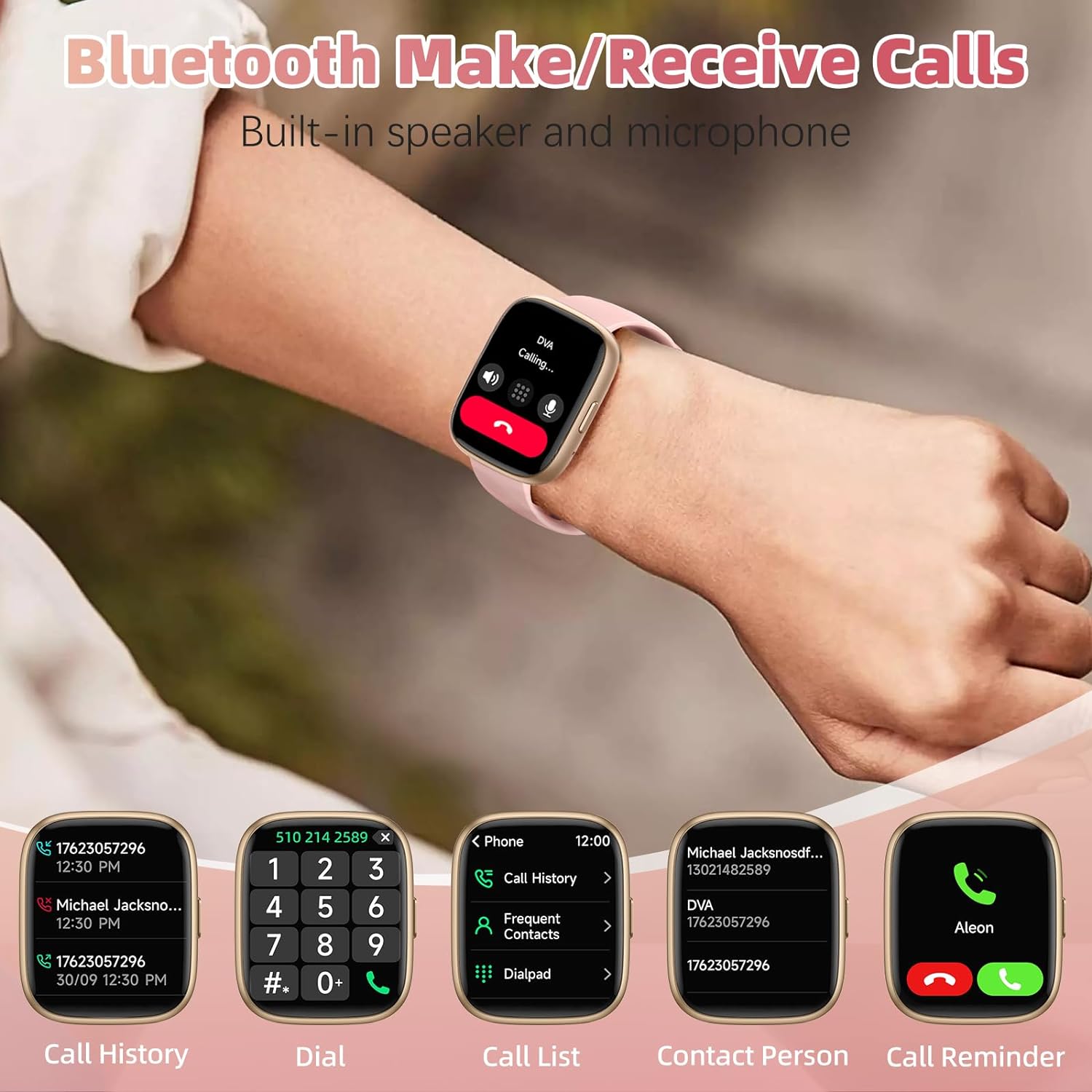 MILOUZ Smart Watch for Men Women(Answer/Make Calls),Alexa Built-in,1.83" HD Touch Screen Fitness Watch, Heart Rate/SpO2/Sleep Monitor IP68 Waterproof 100 Sports Modes Smartwatch for Android iOS (Pink) - Image 2