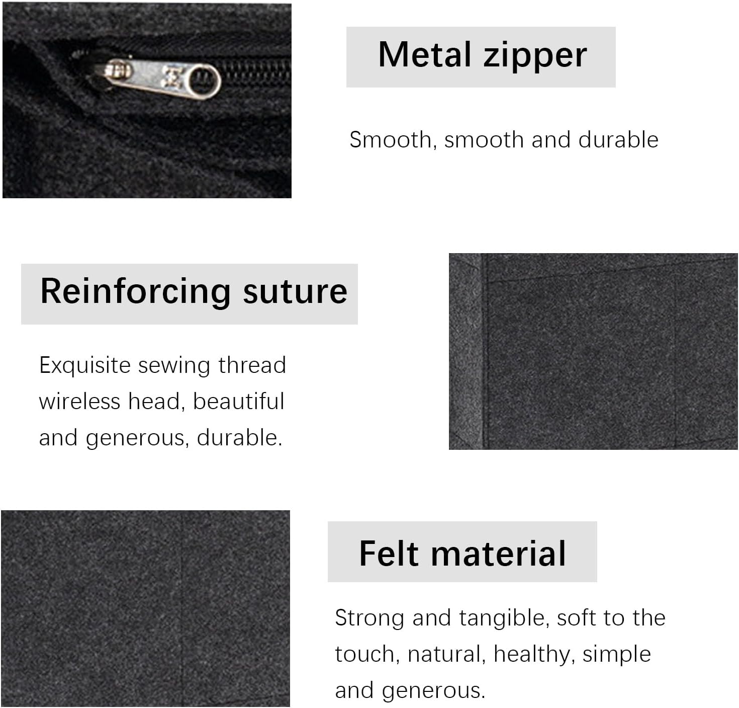 Lckaey purse organizer canvas for marc jacobs organizer Felt insert bag organizer tote organizer insert, Black, Large - Image 6