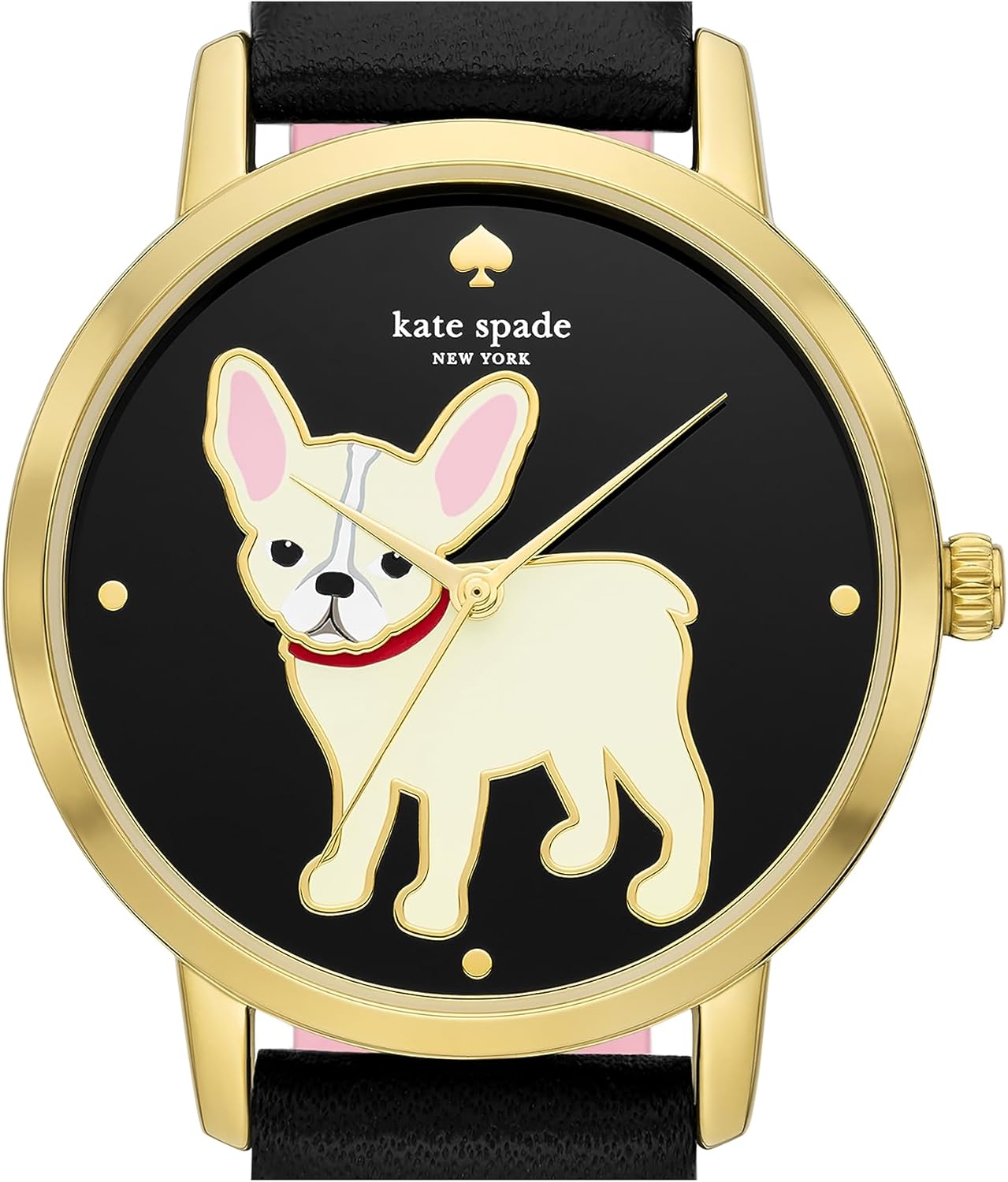 kate spade new york Women's Metro Three-Hand Puppy Black Leather Band Watch (Model: KSW9069) - Image 5