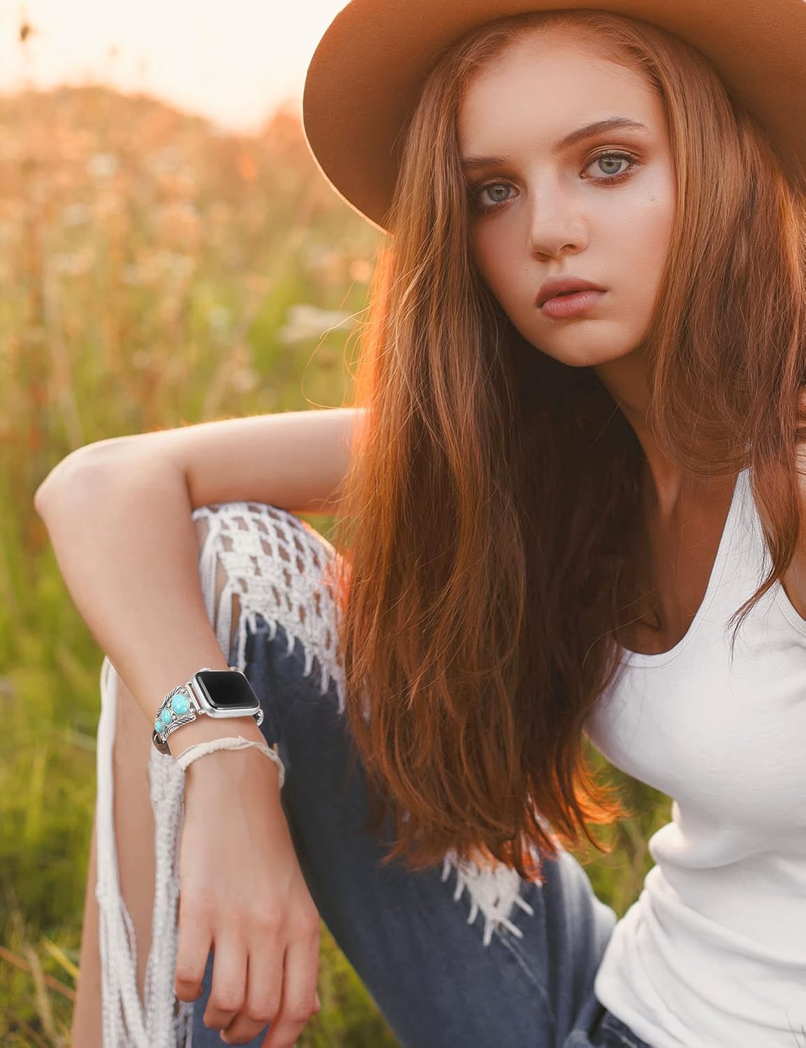 TOYOUTHS Boho Leather Bracelet Compatible with Apple Watch Band 38/40/41/42mm Women Vintage Turquoise Bohemian Stone Jewelry Designer Strap Wristband for iWatch Series 10/9/8/7/SE/6/5/4/3/2/1, Brown - Image 6