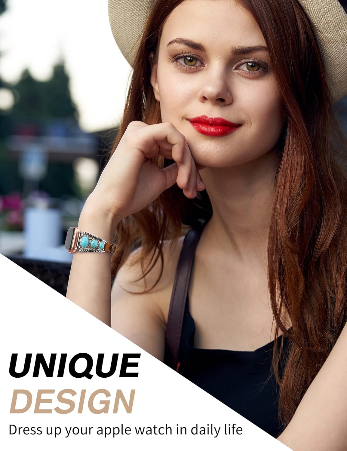 TOYOUTHS Boho Leather Bracelet Compatible with Apple Watch Band 38/40/41/42mm Women Vintage Turquoise Bohemian Stone Jewelry Designer Strap Wristband for iWatch Series 10/9/8/7/SE/6/5/4/3/2/1, Brown - Image 5