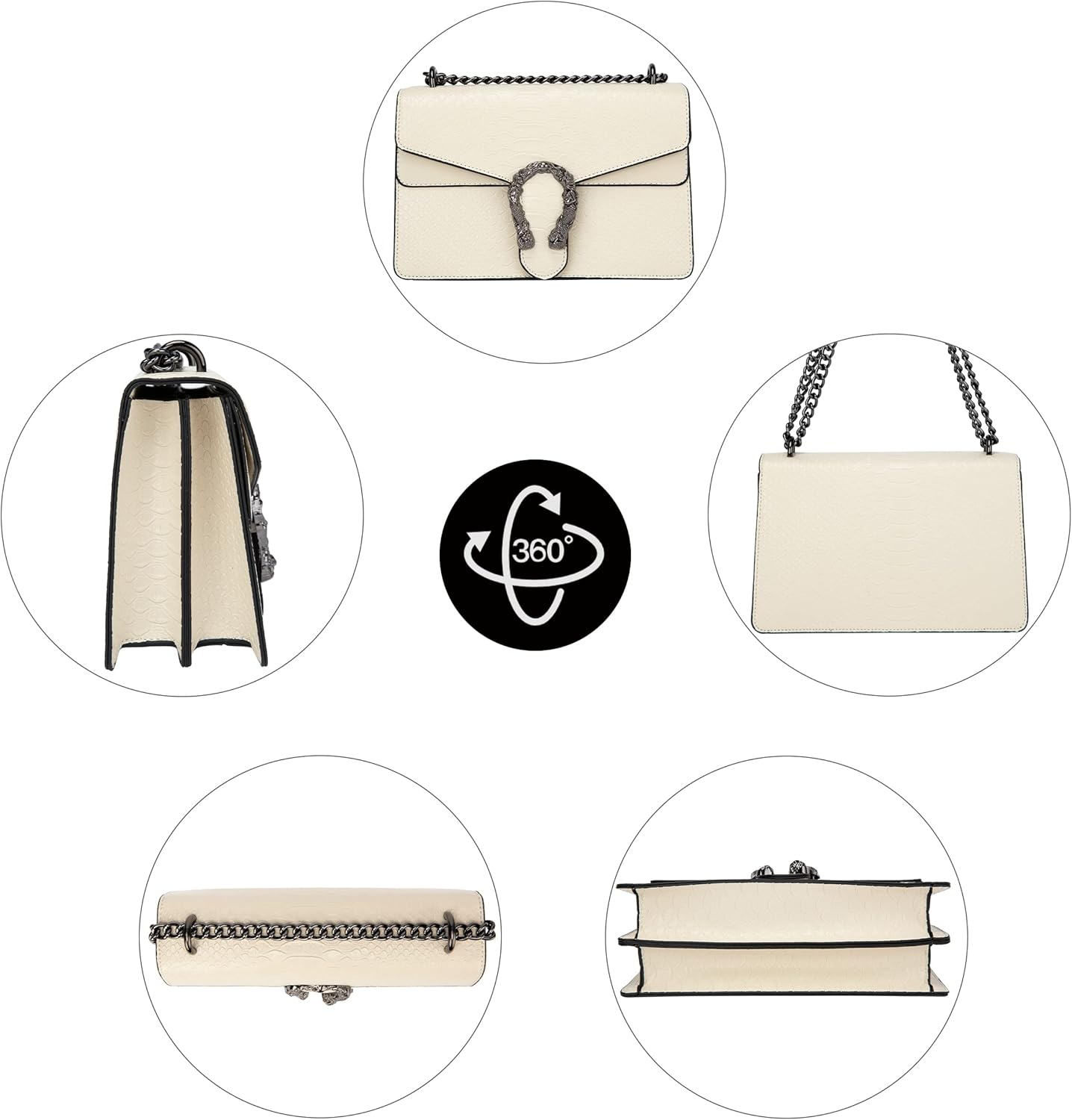 Stylish Chain Satchel Handbags for Women - Luxury Snakeskin Print Leather Shoulder Crossbody Bag Evening Clutch Tote Purse - Image 4