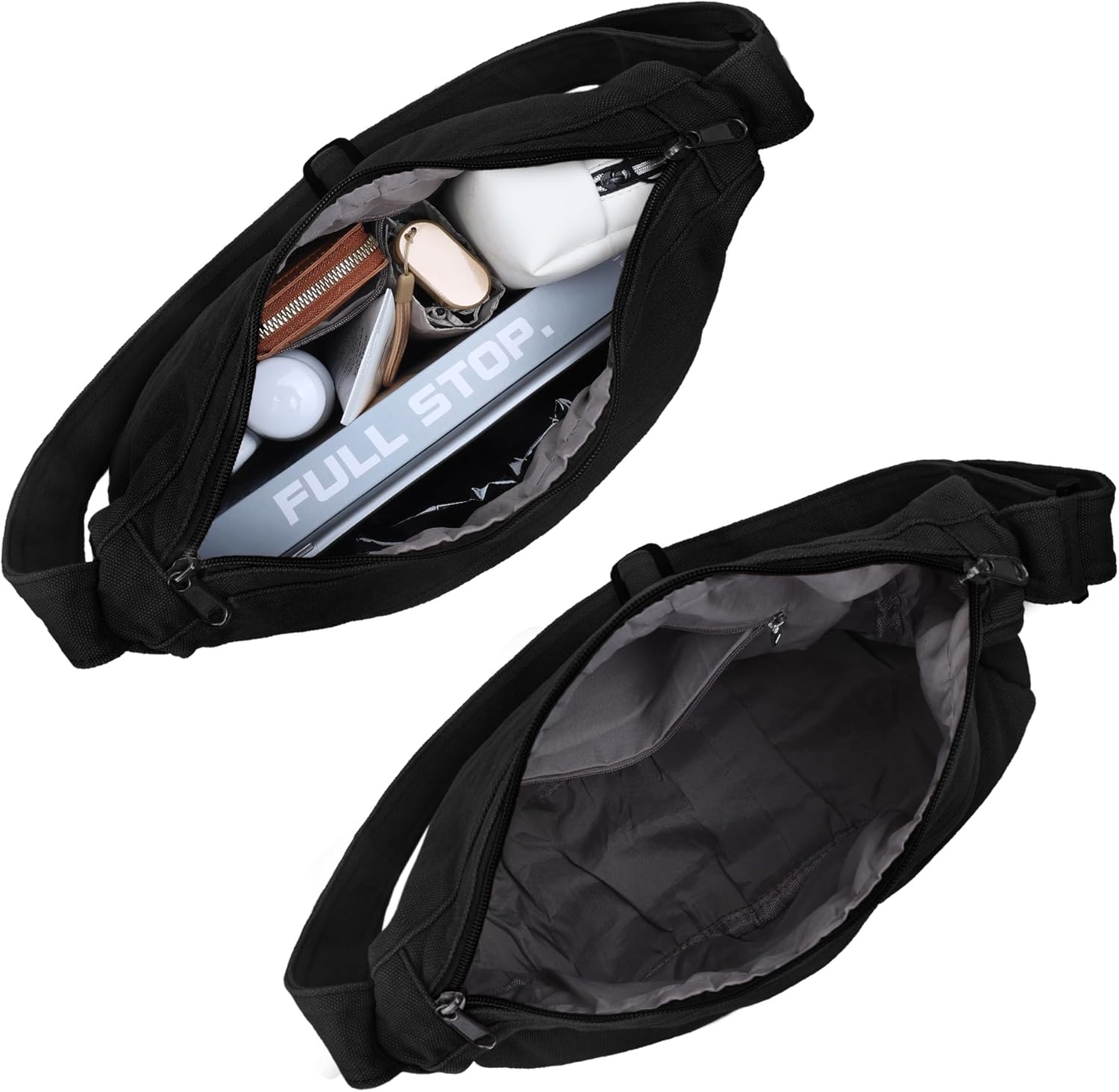 Canvas Messenger Bag Large Hobo Crossbody Bag with Zipper Casual Shoulder Tote Handbag for Women and Men - Image 4