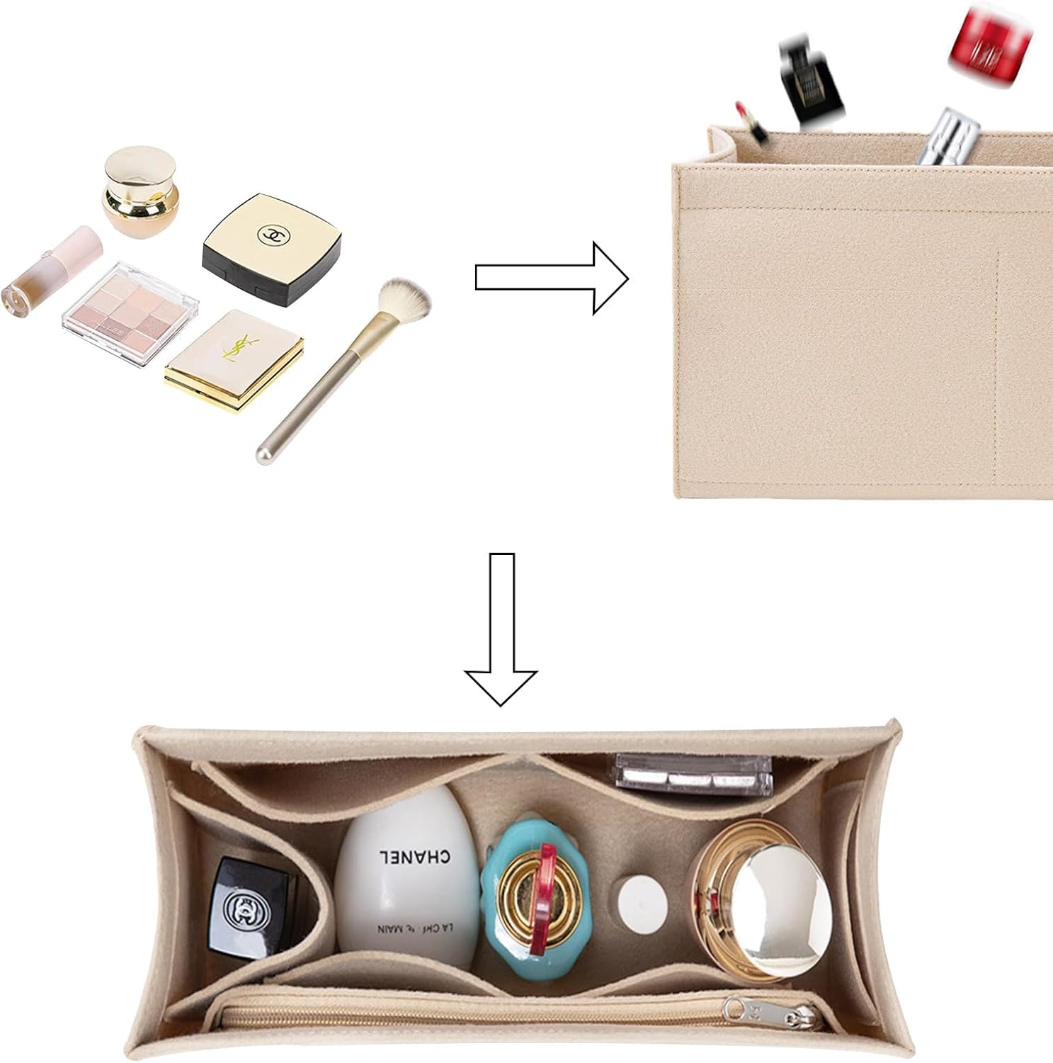 Lckaey purse insert organizer for marc jacobs small tote bag Felt insert Y065Khaki-S - Image 5