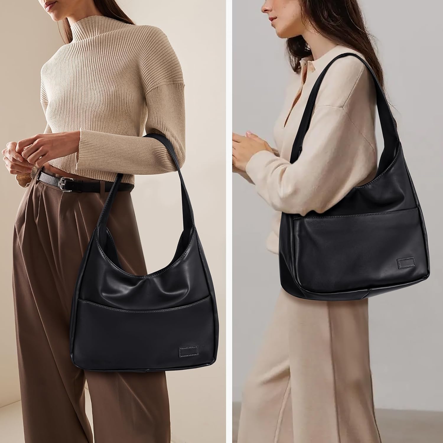 VOSTEVAS Faux Leather Tote Bag for Women Retro Trendy Hobo Purse College Shoulder Handbag with Magnetic Closure - Image 2