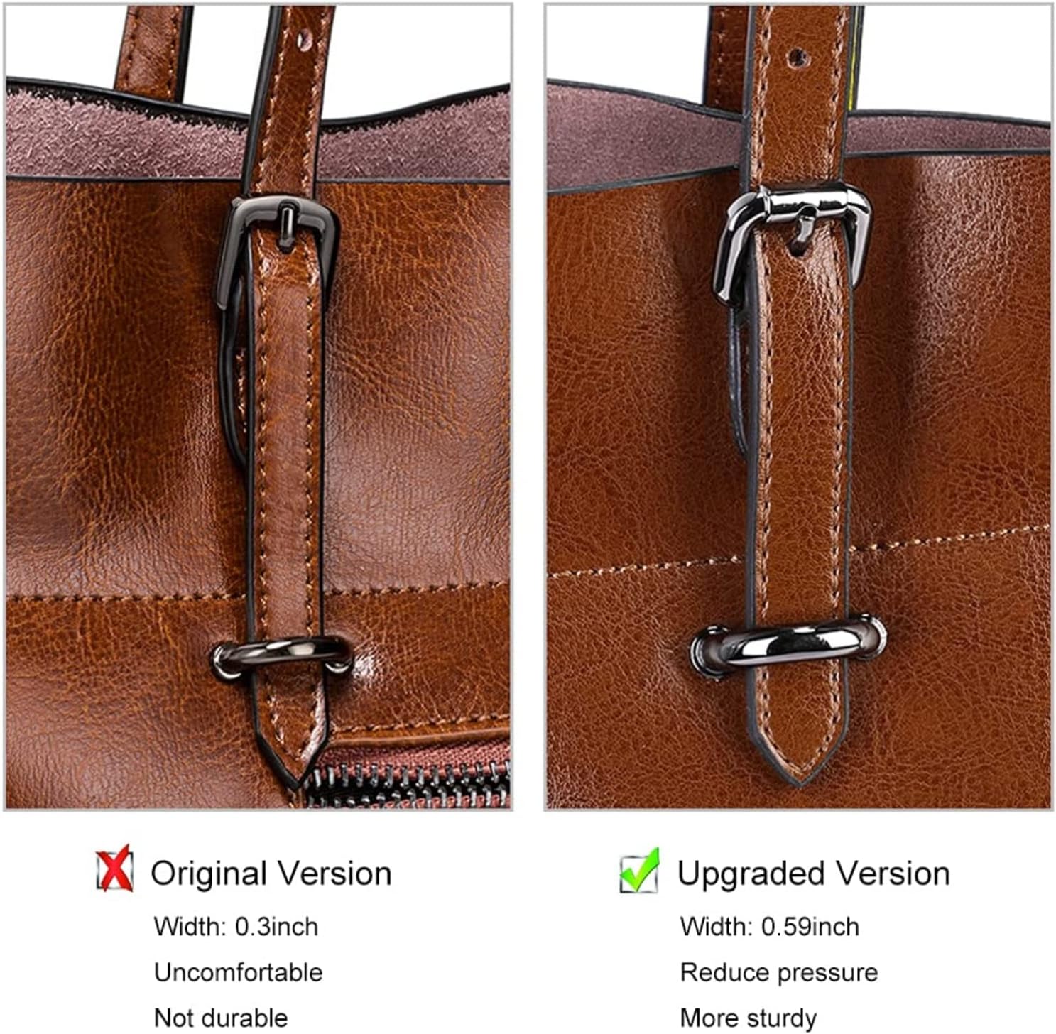 S-ZONE Vintage Genuine Leather Tote Shoulder Bag Handbag Big Large Capacity Upgraded 2.0 - Image 3