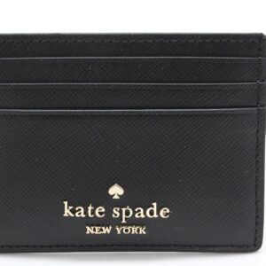 Kate Spade New York Madison Saffiano Leather Small Slim Card Holder Wallet in Black, Minimalist Kate Spade New York Madison Saffiano Leather Small Slim Card Holder Wallet in Black, Minimalist