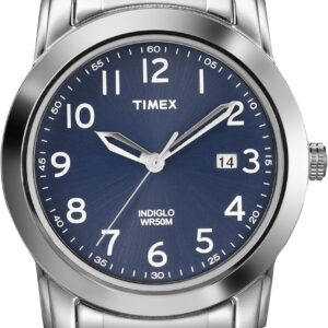Timex Men’s T2P132AW Elevated Classics Blue Dial, Silver-Tone Expansion Band Watch Timex Men’s T2P132AW Elevated Classics Blue Dial, Silver-Tone Expansion Band Watch