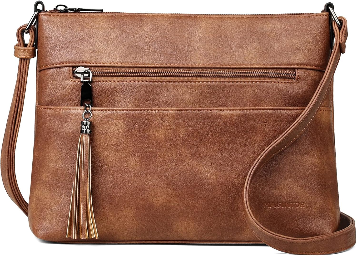 MASINTOR Crossbody Bags for Women, Lightweight Medium Crossbody Purse, Soft Leather Women's Shoulder Handbags with Tassel for Shopping or Travel - Image 8