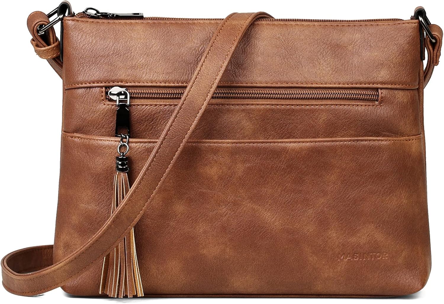 MASINTOR Crossbody Bags for Women, Lightweight Medium Crossbody Purse, Soft Leather Women's Shoulder Handbags with Tassel for Shopping or Travel - Image 7