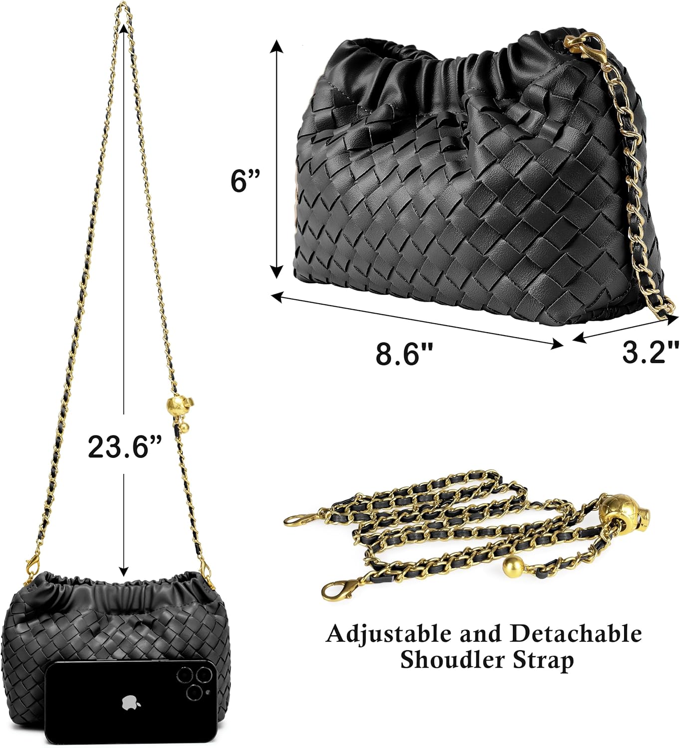 Small Crossbody Bag For Women Trendy.Dumpling Bag Clutch Purse For Women Evening Bag Cloud Purse Vegan Leather Hobo Bag - Image 5