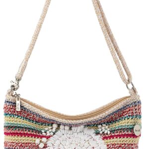 The Sak Women’s Lumi Convertible Crossbody Hand-Crochet 3-in-1, Eden Stripe Flower Embroidery, One Size