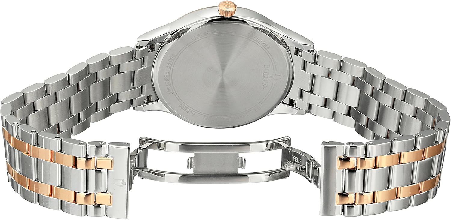 Bulova Men's Classic Stainless Steel Watch with Diamonds and Day Date - Image 9