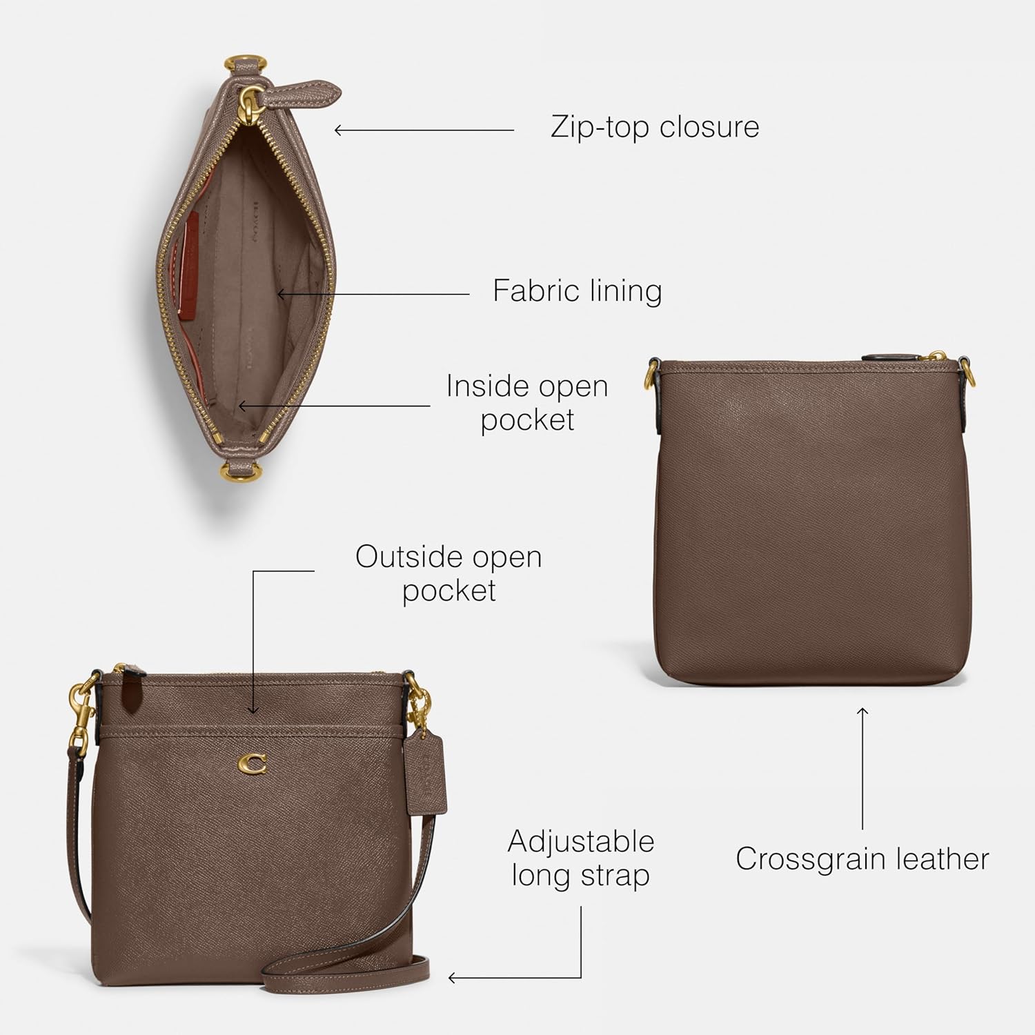 Coach Women's Crossgrain Leather Kitt Messenger Bag Swing Packs - Image 3