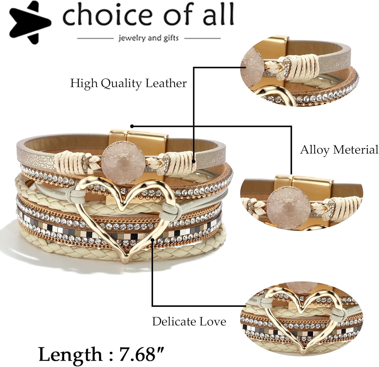 Leather Wrap Bracelets for Women Trendy Stackable Boho Cuff Bangles Heart Layered Bracelets Jewelry Gifts Stocking Stuffers - Image 4