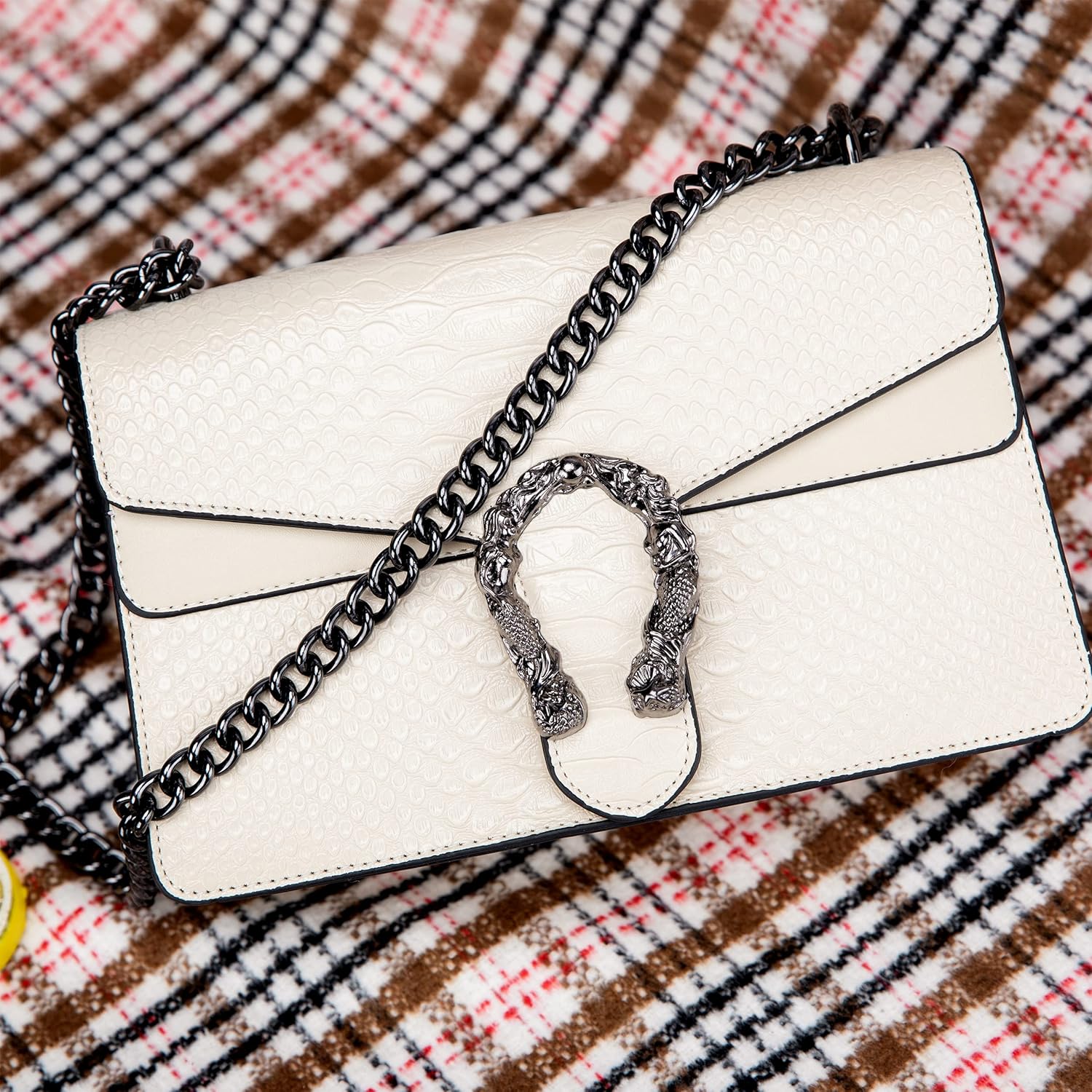 Stylish Chain Satchel Handbags for Women - Luxury Snakeskin Print Leather Shoulder Crossbody Bag Evening Clutch Tote Purse - Image 7