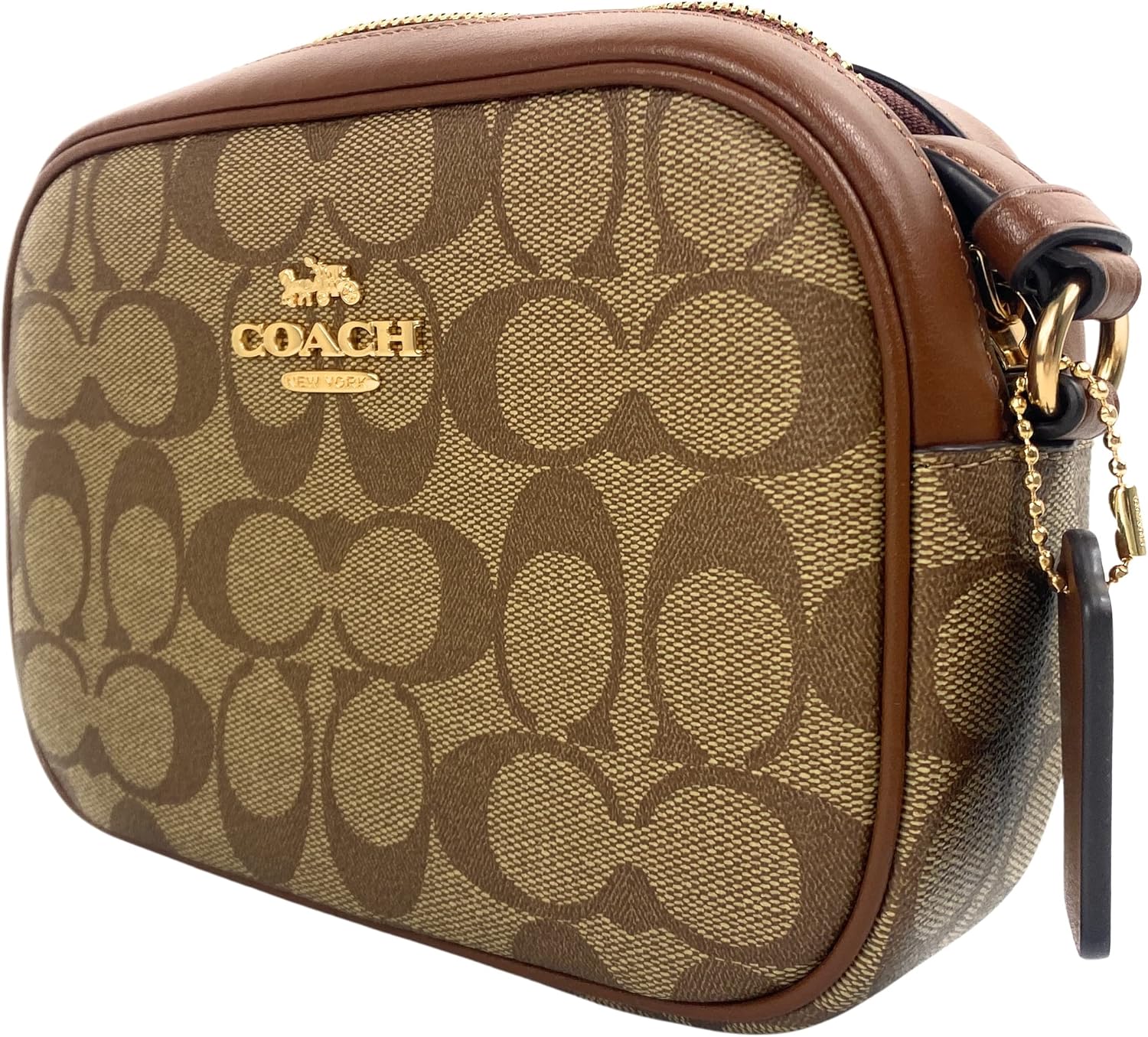 Coach Mini Jamie Camera Bag in Signature Canvas in Khaki/Saddle 2, Khaki - Image 3