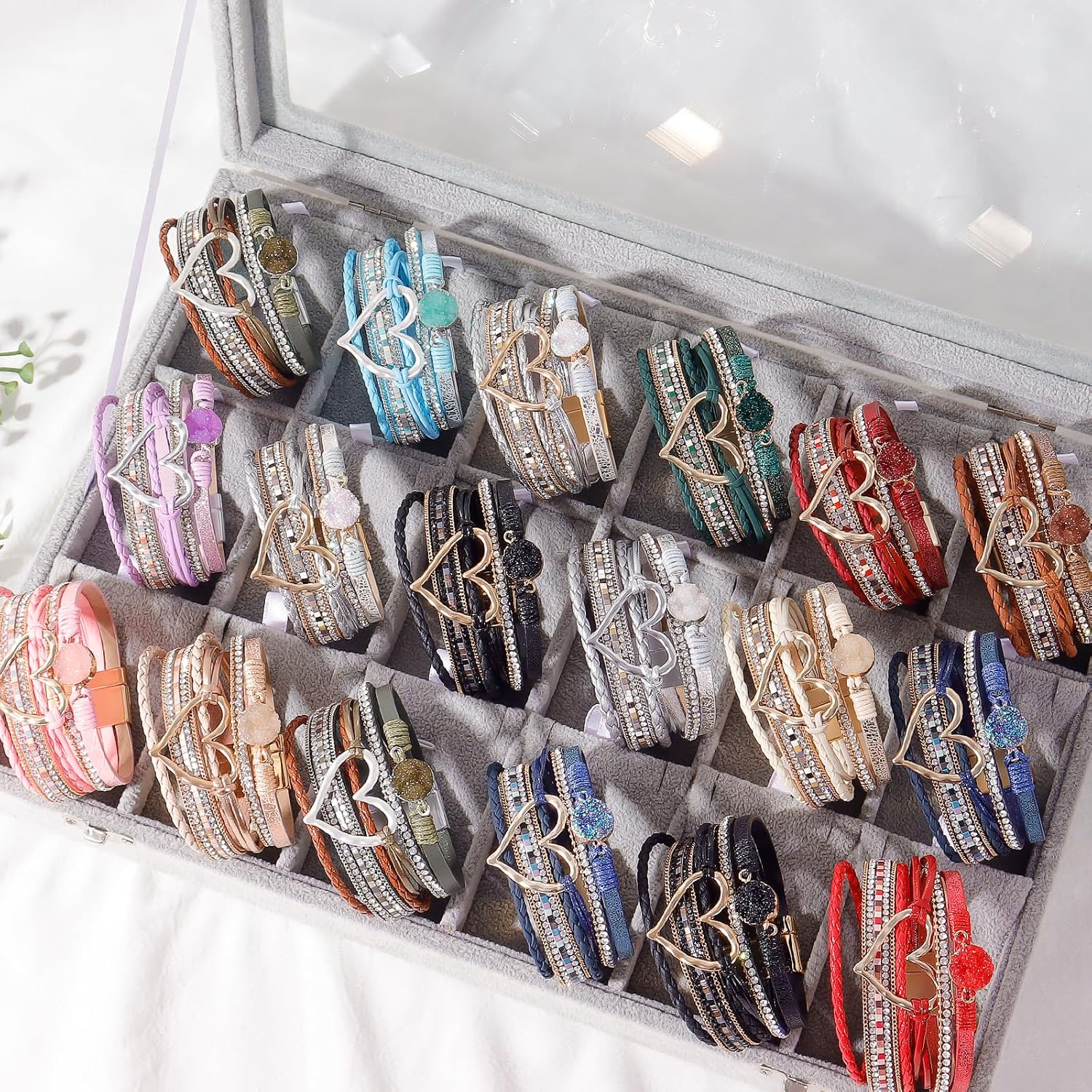 Leather Wrap Bracelets for Women Trendy Stackable Boho Cuff Bangles Heart Layered Bracelets Jewelry Gifts Stocking Stuffers - Image 2