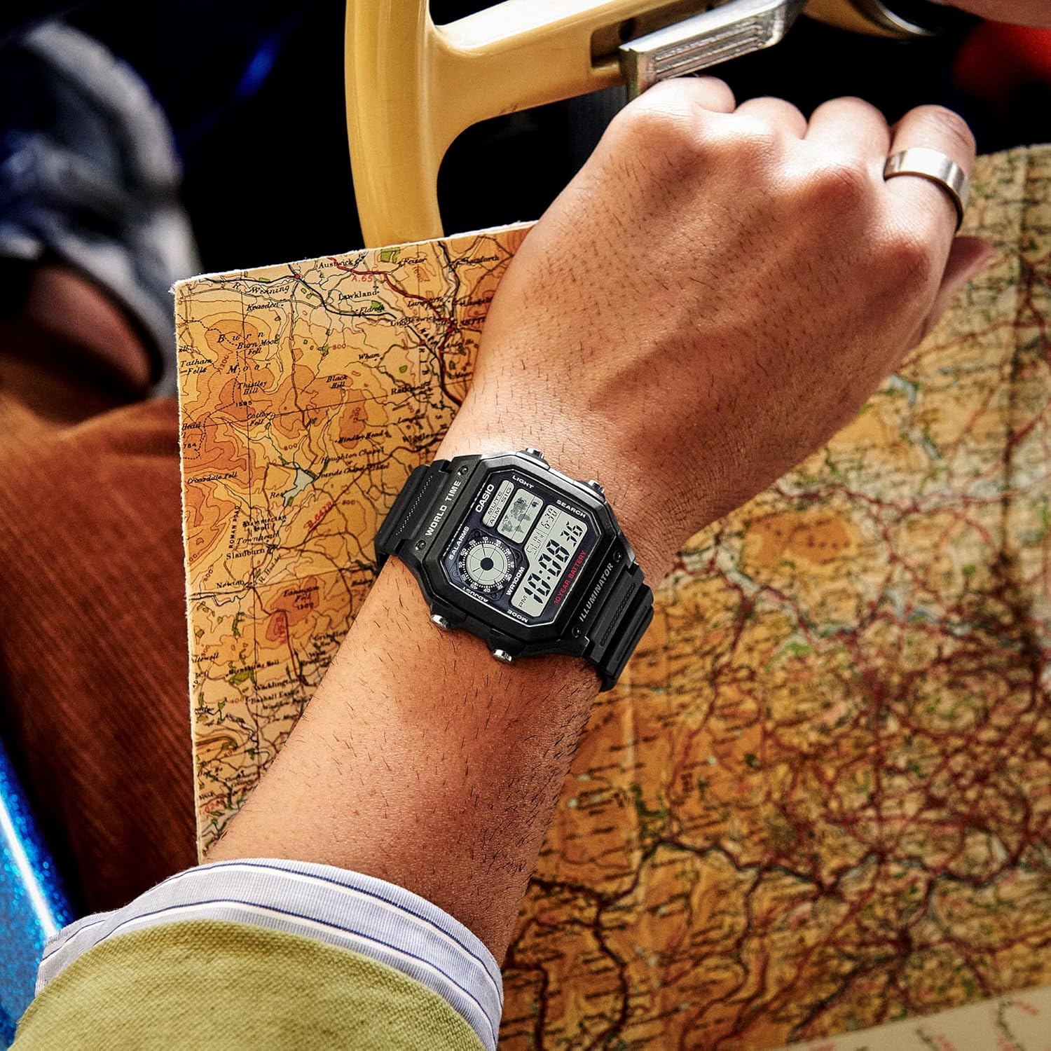 Casio Men's Classic Japanese-Quartz Watch with Resin Strap, Black, 21 (Model: AE1200WH-1A) - Image 3