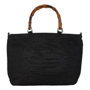 Vtg 90s/Y2K Gucci Black Bamboo Shopper Canvas Leather Top Handle Tote Bag 10.5″ Vtg 90s/Y2K Gucci Black Bamboo Shopper Canvas Leather Top Handle Tote Bag 10.5″