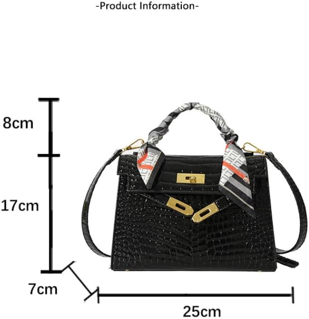 PRHAPER Portable Kelly Bag High-grade Texture Crocodile Ribbon Platinum Bag Elegant Shoulder Crossbody Bag - Image 2