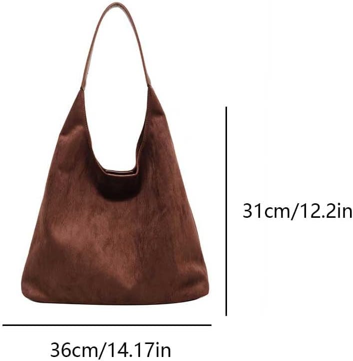 Suede Hobo Bag Brown Suede Handbag for Women Retro Suede Slouchy Bag Hobo Handbag Suede Shoulder Bag Travel Shopping Bag - Image 6