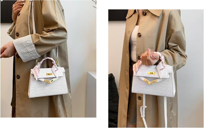 PRHAPER Portable Kelly Bag High-grade Texture Crocodile Ribbon Platinum Bag Elegant Shoulder Crossbody Bag - Image 3