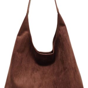 Suede Hobo Bags for Women, Shoulder Bag Retro Tote Bag Suede Slouchy Bag Hobo Handbag Office Work Bag Tote Handbag with Pu Leather Clutch Purse