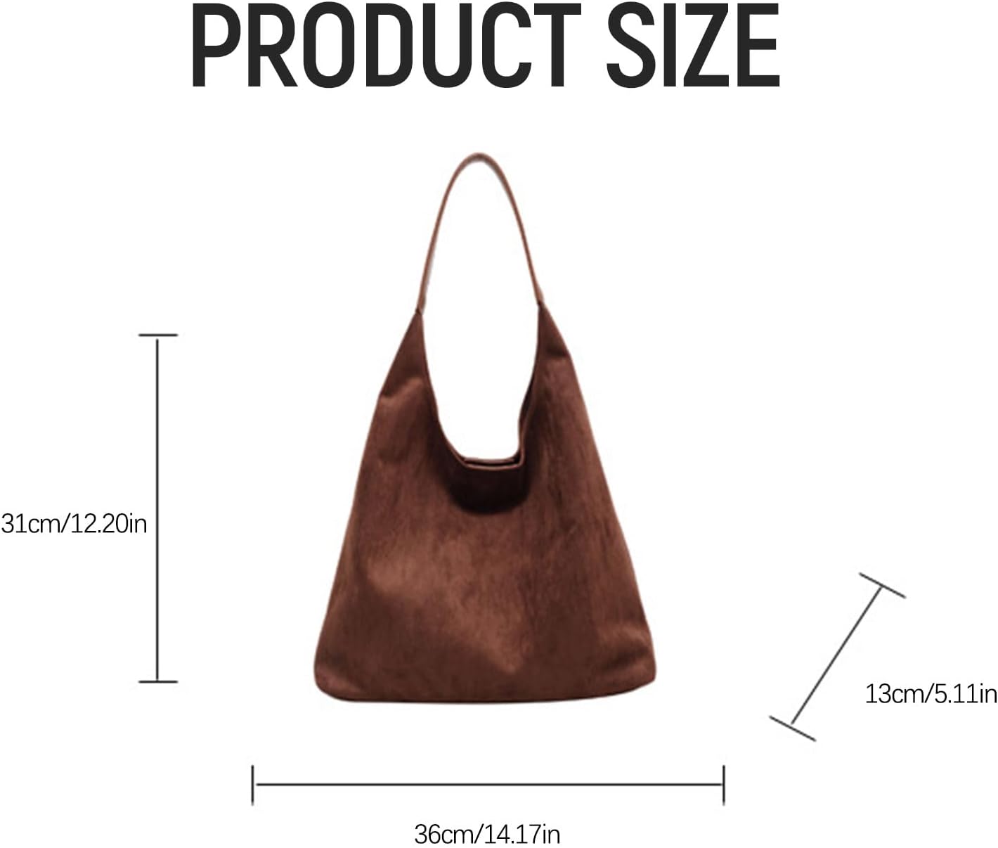 Suede Hobo Bags for Women, Shoulder Bag Retro Tote Bag Suede Slouchy Bag Hobo Handbag Office Work Bag Tote Handbag with Pu Leather Clutch Purse - Image 7