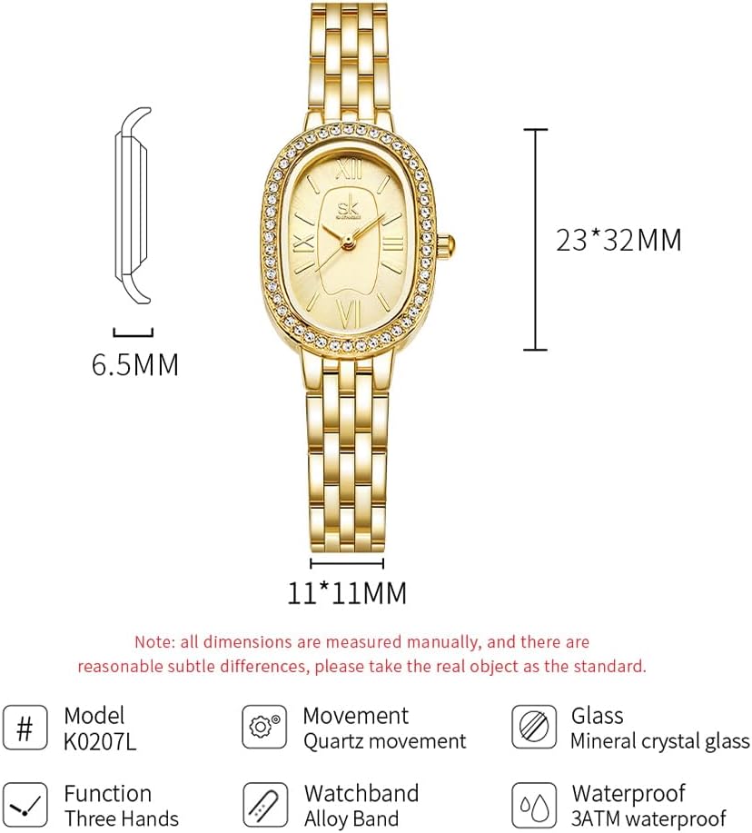 SK Women’s Oval-Shaped Crystal-Accented Solid Alloy Steel Bracelet Watch - Image 6