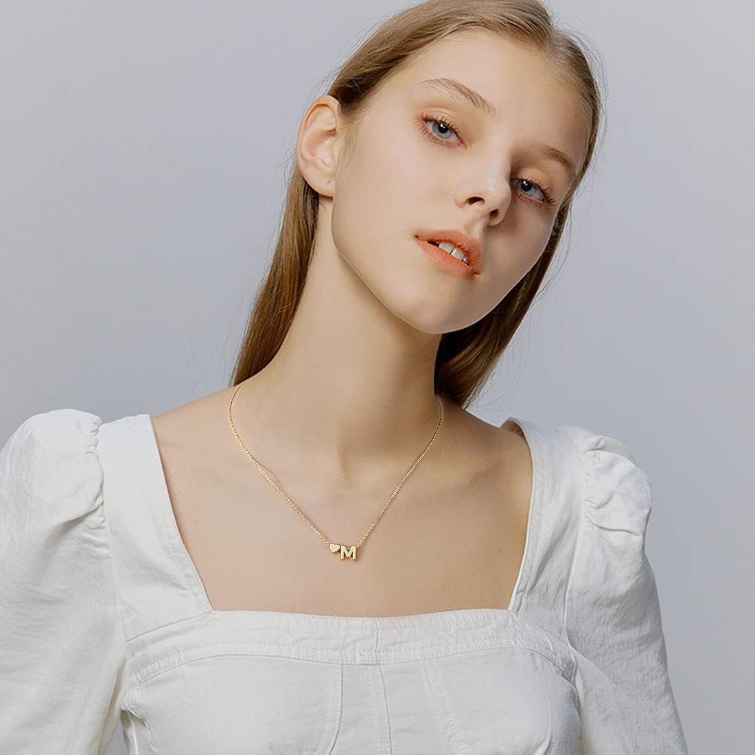 JECOMY Dainty Initial Necklaces for Women 14K Gold Plated Heart Letter Necklace Personalized Initial Heart Pendant Necklace Tiny Letter Name Necklaces Christmas Gift for Girls - Image 4