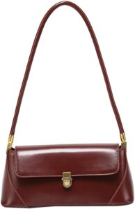 Small Clutch Shoulder Bag for Women Leather Mini Tote Handbag Purse with Buckle Closure