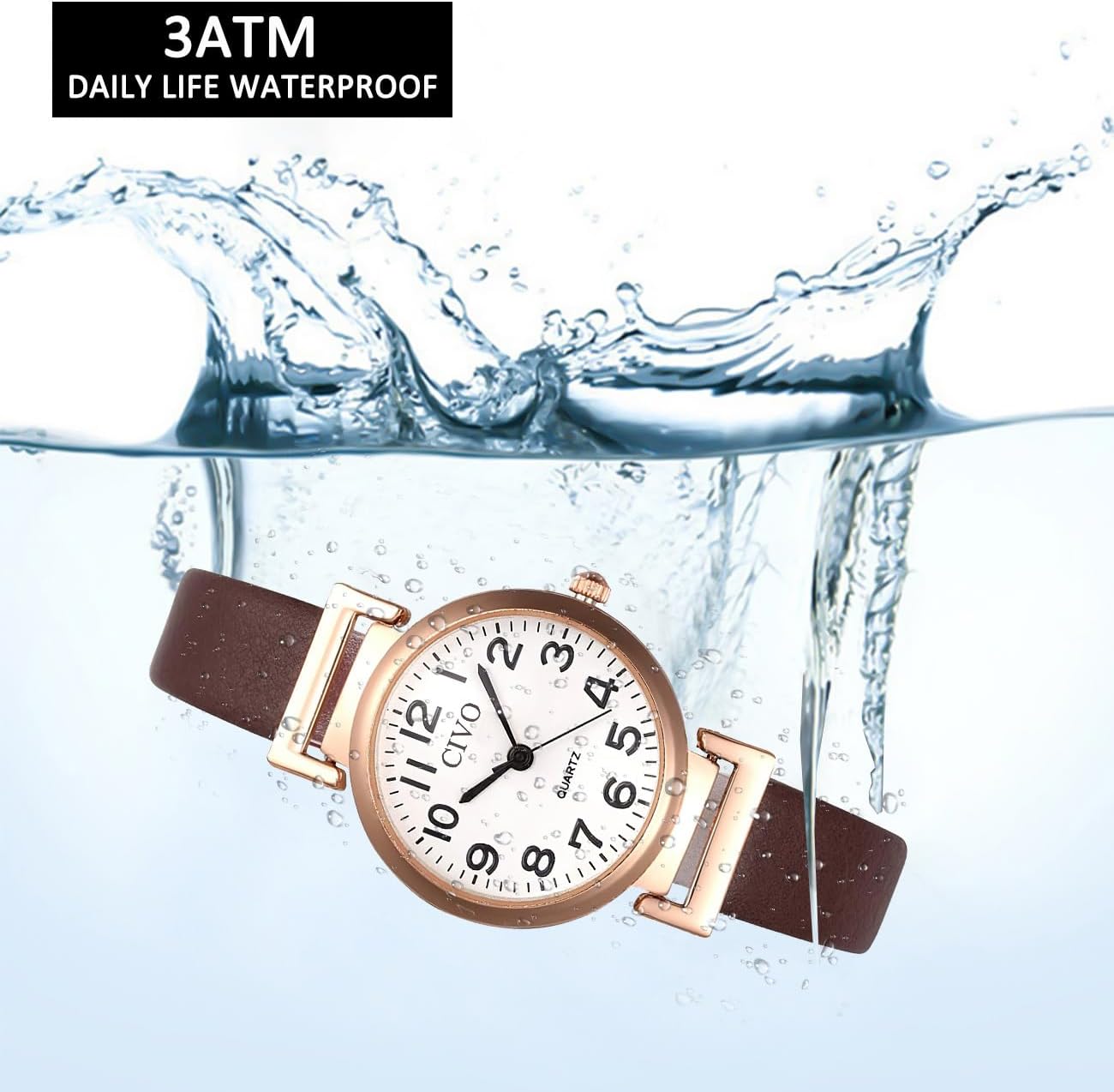 CIVO Womens Watch Small Waterproof Analog Quartz Leather Strap Wrist Watch Fashion Simple Elegant Ladies Dress Watches for Women - Image 5