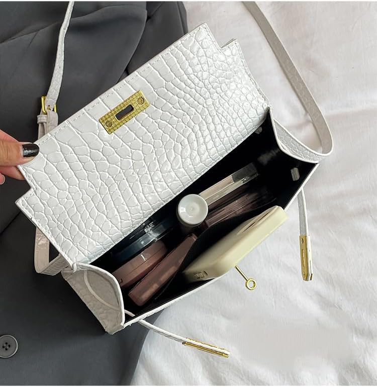 PRHAPER Portable Kelly Bag High-grade Texture Crocodile Ribbon Platinum Bag Elegant Shoulder Crossbody Bag - Image 8