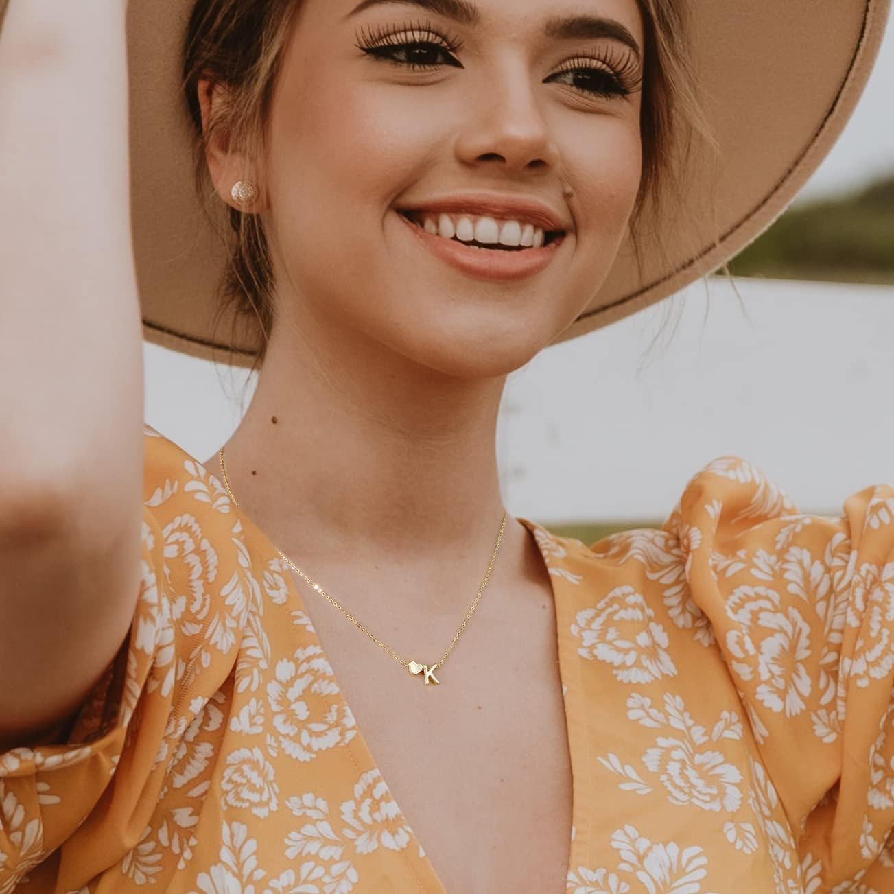 JECOMY Dainty Initial Necklaces for Women 14K Gold Plated Heart Letter Necklace Personalized Initial Heart Pendant Necklace Tiny Letter Name Necklaces Christmas Gift for Girls - Image 3