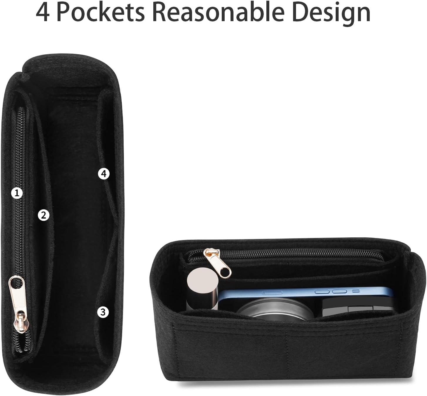 LOUKAYCCI Purse Organizer Insert for CHANEL 19 Flap Bag Organizer Insert Handbag (Black, Small) - Image 4