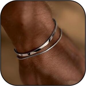 Stackable Bracelets for Men 14K Gold Plated Bracelet Sets Dainty Chain Bangle Cuff Bracelet for Boys Cuban Link Adjustable Bracelet for Mens Jewelry Stackable Bracelets for Men 14K Gold Plated Bracelet Sets Dainty Chain Bangle Cuff Bracelet for Boys Cuban Link Adjustable Bracelet for Mens Jewelry