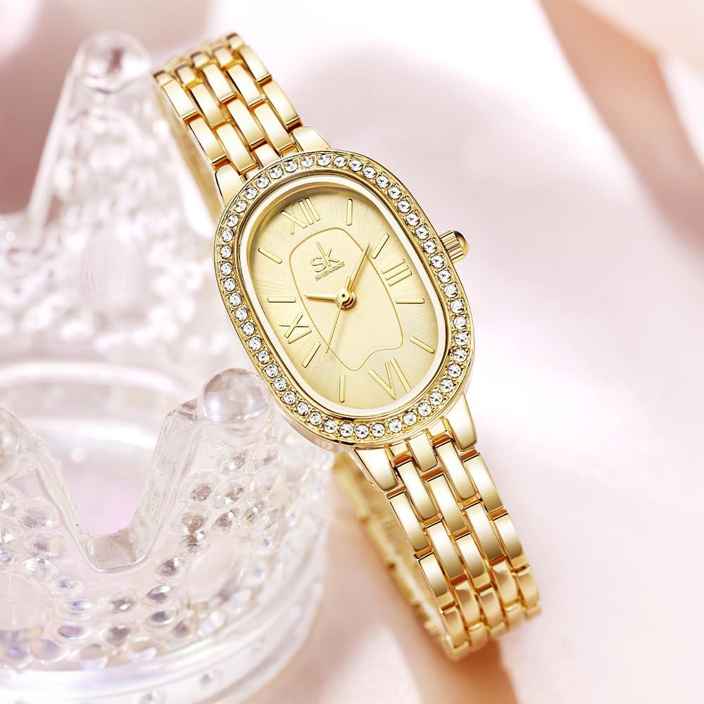 SK Women’s Oval-Shaped Crystal-Accented Solid Alloy Steel Bracelet Watch - Image 3