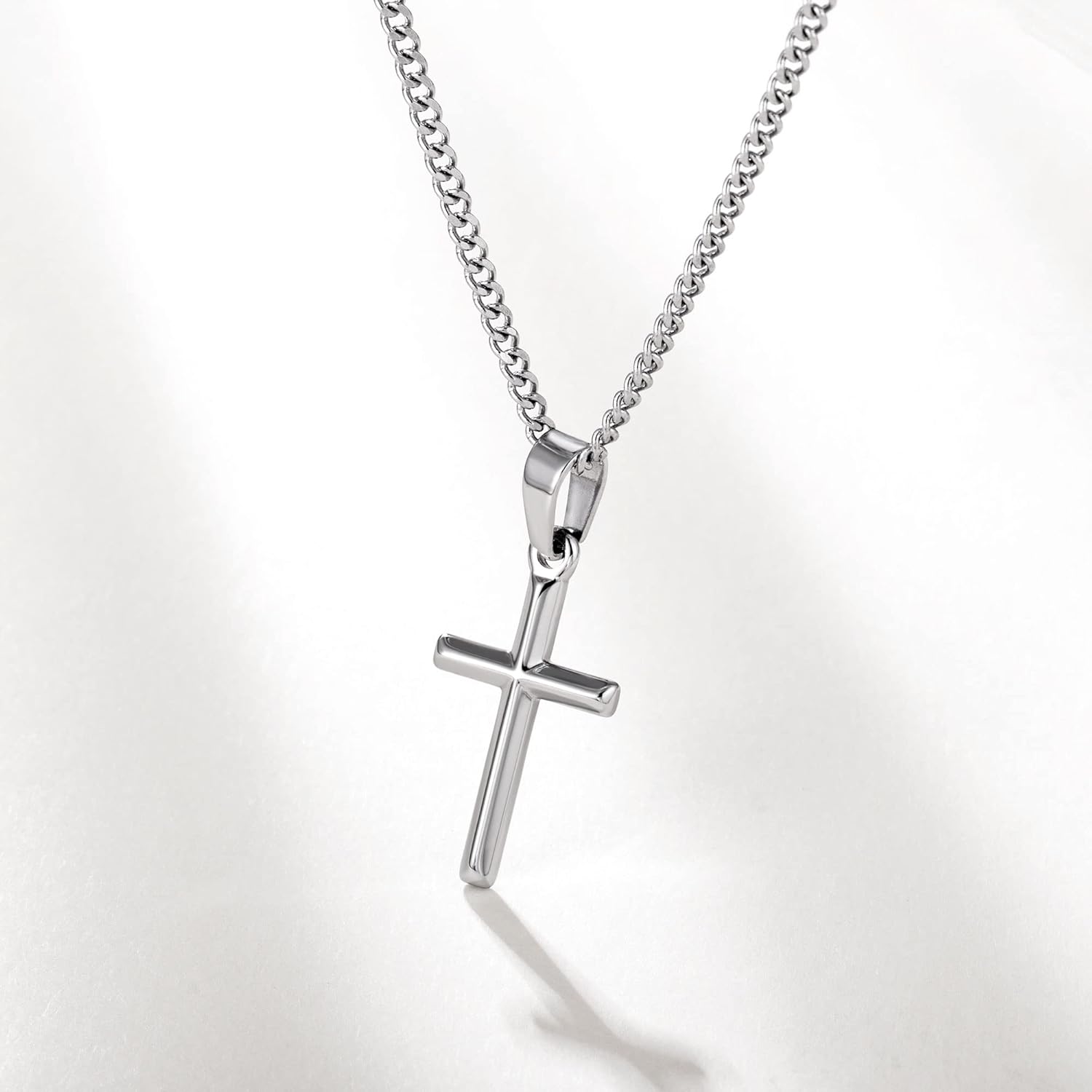 Murtoo Cross Necklace for Men, Stainless Steel Necklace for Men with Cross Pendant, Cross Mens Necklace Simple Jewelry Gift Idea for Men Women, 2" Adjustable Curb Chain - Image 4