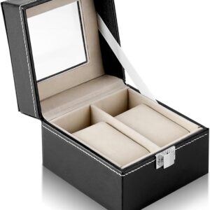 2 Slot Leather Watch Box, Watch Display Case with Glass Cover Jewelry Storage Box Watch Organizer Watches Storage Case for Men and Women’s Gift Jewelry Store 2 Slot Leather Watch Box, Watch Display Case with Glass Cover Jewelry Storage Box Watch Organizer Watches Storage Case for Men and Women’s Gift Jewelry Store